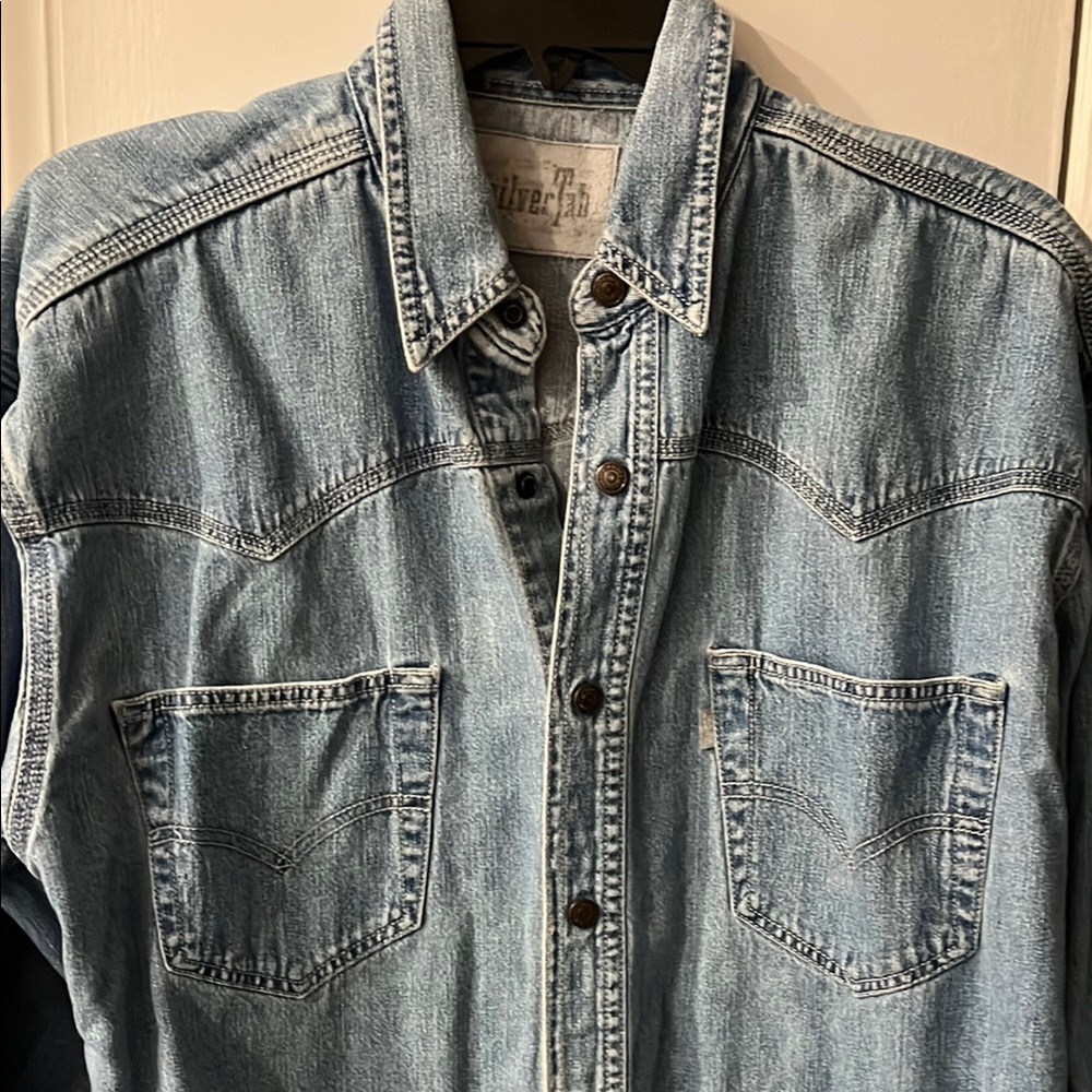 Vintage Levis SilverTab Blue Denim Shirt with Pockets